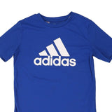 Age 9-10 Adidas Spellout T-Shirt - Small Blue Polyester