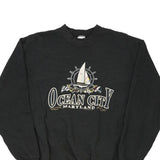 Made in USA Ocean City Maryland Jerzees Sweatshirt - Medium Black Cotton Blend