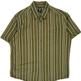 Vintage Kuhl Striped Short Sleeve Shirt - Large Green Cotton Blend