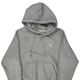 Vintage Reverse Weave Champion Hoodie - Small Grey Cotton Blend