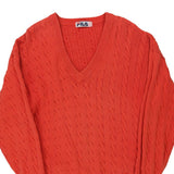 Fila V-neck Jumper - Medium Orange Cotton