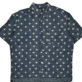 Vintage Dockers Short Sleeve Shirt - Large Blue Linen Blend