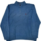 Vintage Polo By Ralph Lauren 1/4 Zip - XL Blue Cotton
