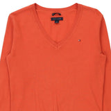 Tommy Hilfiger V-neck Jumper - Small Orange Cotton