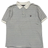 Vintage Chaps Ralph Lauren Striped Polo Shirt - Large White Cotton