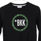 Age 9-10 Bikkembergs Spellout Long Sleeve T-Shirt - Small Black Cotton