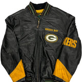 Vintage Green Bay Packers Carl Banks Nfl Leather Jacket - Small Black Leather