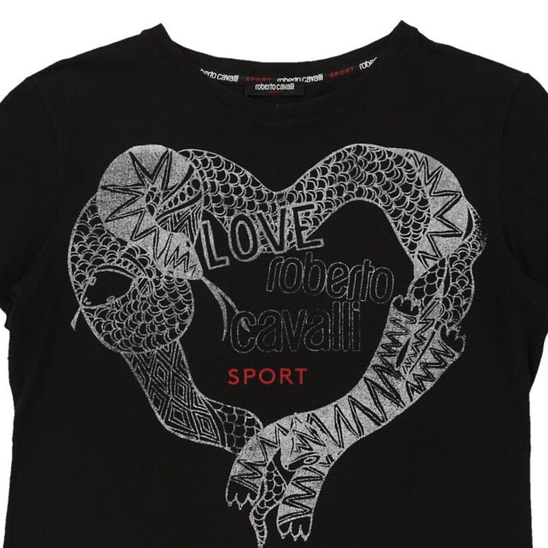 Roberto Cavalli Sport Graphic T-Shirt - Medium Black Cotton