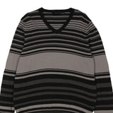 Calvin Klein Jeans Striped Jumper - 2XL Black Wool Blend