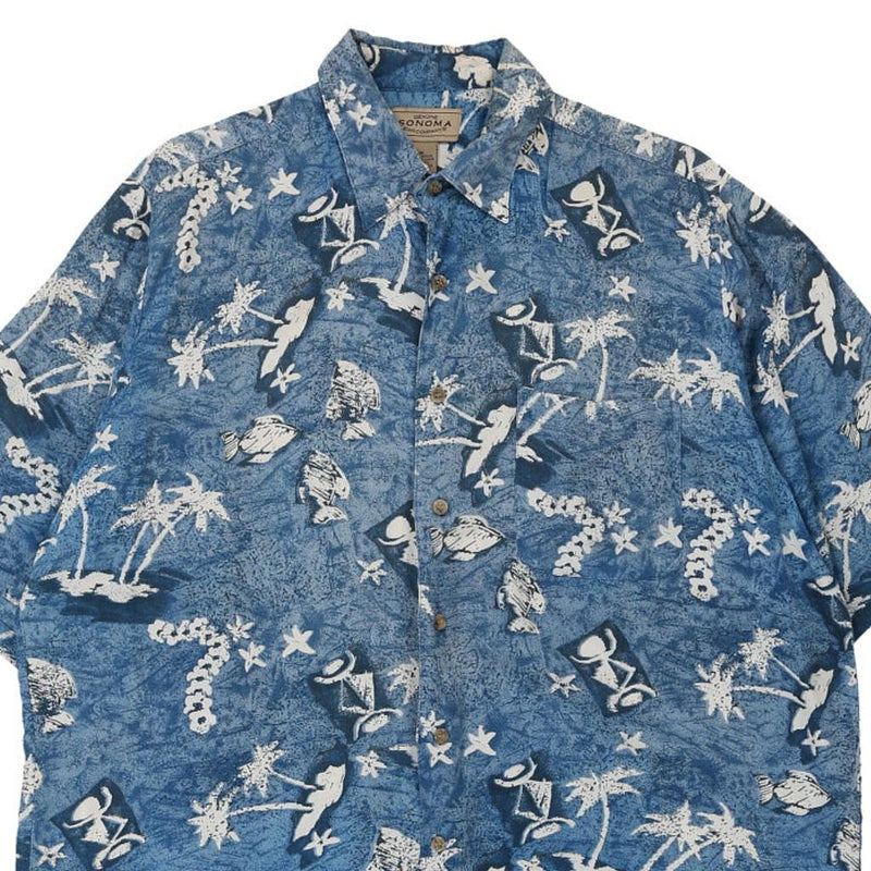Vintage blue Sonoma Patterned Shirt - mens medium