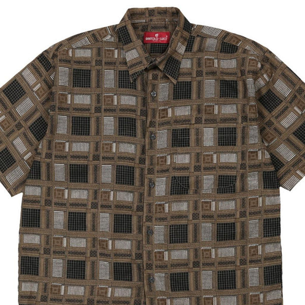 Vintage brown Bartolo Lucci Patterned Shirt - mens medium