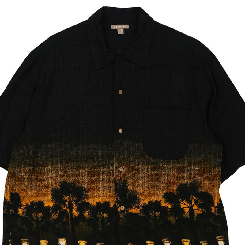 Vintage black George Hawaiian Shirt - mens large