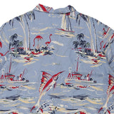 Age 11-12 Liz Claiborne Hawaiian Shirt - Medium Blue Cotton Blend