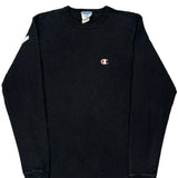 Vintage Champion Spellout Long Sleeve T-Shirt - Large Black Cotton