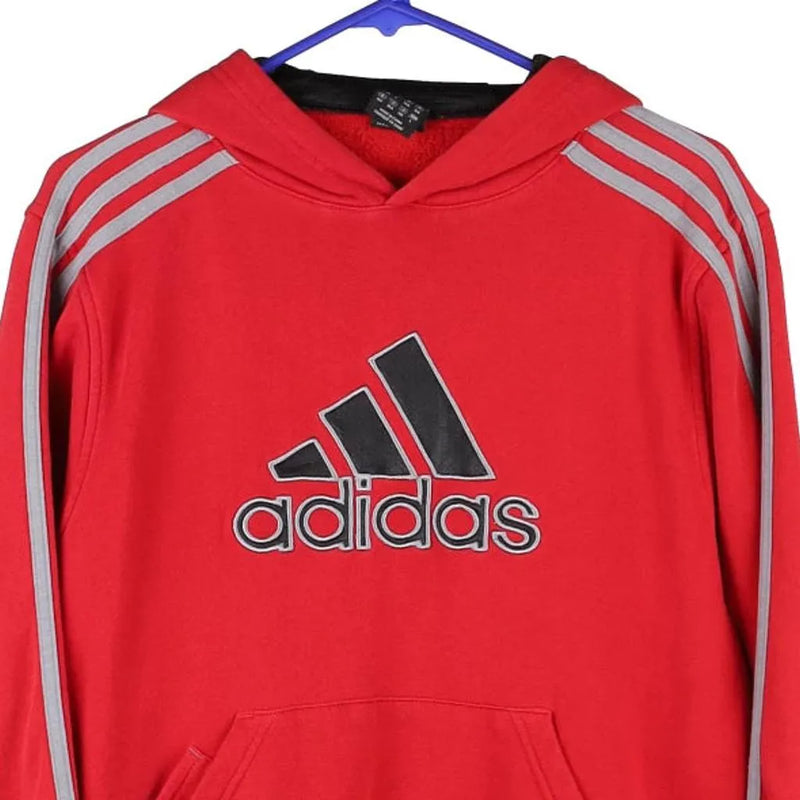 Age 14-15 Adidas Spellout Hoodie - Large Red Cotton Blend