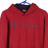 Age 13-14 Champion Spellout Hoodie - XL Red Cotton Blend