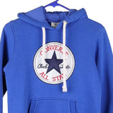 Age 13-14 Converse Spellout Hoodie - XL Blue Cotton Blend