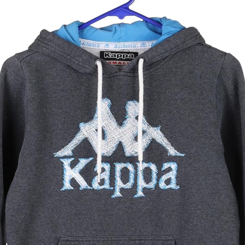 Age 13-15 Kappa Spellout Hoodie - Small Grey Cotton Blend