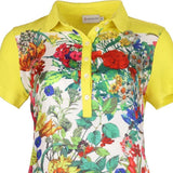 Moncler Floral Polo Shirt - Medium Yellow Cotton Blend
