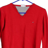 Age 13-14 Tommy Hilfiger V-neck Jumper - Medium Red Cotton