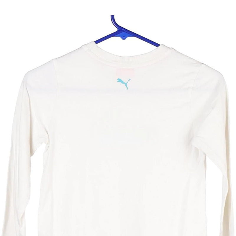 Age 6-7 Puma Long Sleeve T-Shirt - Small White Cotton