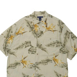 Holland America Line Floral Hawaiian Shirt - XL Beige Viscose