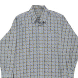 1970's Kmart Patterned Shirt - XL Blue Polyester