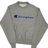 Vintage Reverse Weave Champion Spellout Sweatshirt - Small Grey Cotton