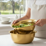 Anygleam Gold Stainless Steel Food Slicer – Multi-Function Kitchen Tool for Effortless Fruit & Vegetable Prep