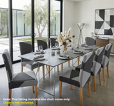 Anyseat Chair Cover Gray Geometric Elastic Slipcover Dining Decor