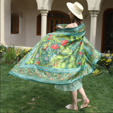 Anyyou 100% Mulberry Silk Light Green Scarf Women Luxury Long Shawl – Beach Wear, Swimwear Cover Up, Pashmina Foulard Fashion Accessory