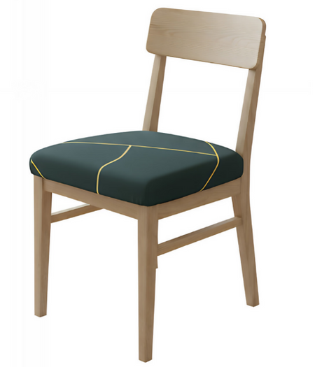 Anyseat Dark Green Gold Linear Print Chair Cover – Stretch Washable Removable Seat Cover for Dining & Kitchen