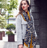 Anyyou 100% Pure Merino Wool Yellow Poncho for Women Winter Large Scarf Pashmina Shawl Bandana Neck Wrap