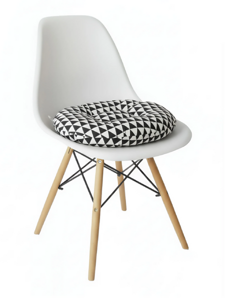 Anypillow Black & White Round Cushion – Geometric Seat Pad