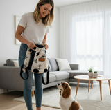 Anypet Small Gray Flower Print Denim Pet Carrier Backpack – Breathable Travel Bag with Pockets for Small Pets
