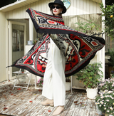 Anyyou 100% Pure Merino Wool Black Poncho for Women Winter Large Scarf Pashmina Shawl Bandana Neck Wrap