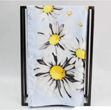 Anyyou Fashion Premium Satin Square Scarf – Blue Daisy Silk-Feel Neckwrap for Women