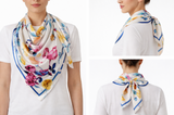 Anyyou Fashion Premium Satin Square Scarf – Elegant White Silk-Feel Neckwrap for Women