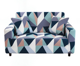 Anyseat 4-Seater Sofa Cover – Blue White Geometric Style Slipcover for Living Room Chair Protection