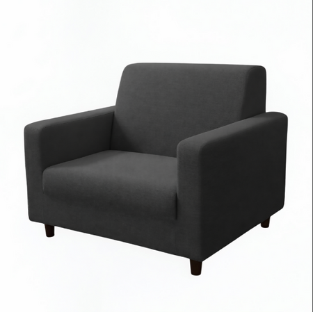 Anyseat 1-Seater Sofa Cover – Plain Dark Grey Style Slipcover for Living Room Chair Protection