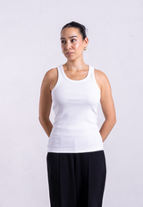 Organic Cotton Ribbed Tank Top, White