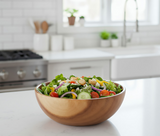 Anygleam Natural Wood Large Acacia Wood Salad Soup Bowl Food Kitchen Tableware