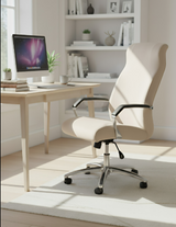 Anyseat Ivory Velvet Office Chair Cover – Zippered Stretchable High‑Back Slipcover Protector