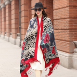 Anyyou 100% Pure Merino Wool Multicolor Rose Zentangle Stylish Poncho Winter Large Scarf With Trendy Pashmina Shawl Bandana For Womenfashion Design