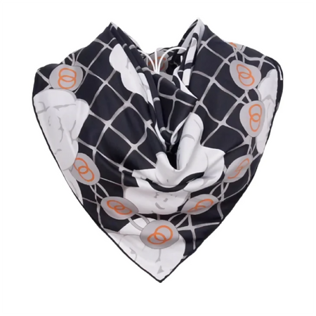 Anyyou Fashion Premium Satin Square Scarf – Black White Roses Silk-Feel Neckwrap for Women