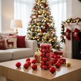 ANYDECO Christmas Balls Red Shiny Hanging Décor Ornaments