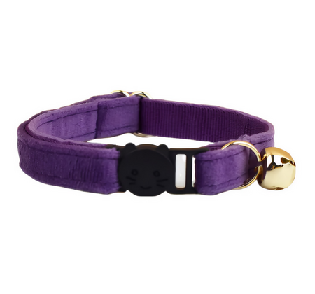 Anypet Stylish Dark Purple Cat Collar – Large Size with Safety Buckle, Bell & Durable Strap