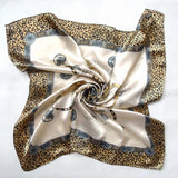 Anyyou Fashion Premium Satin Square Scarf – Leopard Print Silk-Feel Neckwrap for Women