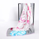Anyyou Fashion Premium Satin Square Scarf – Grey Pink Silk-Feel Neckwrap for Women