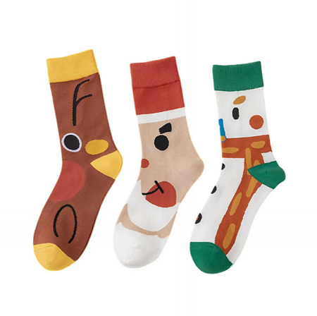 Anyfootwear 3 Pairs Women’s Holiday Cotton Socks Funny Gift Party Multi Color